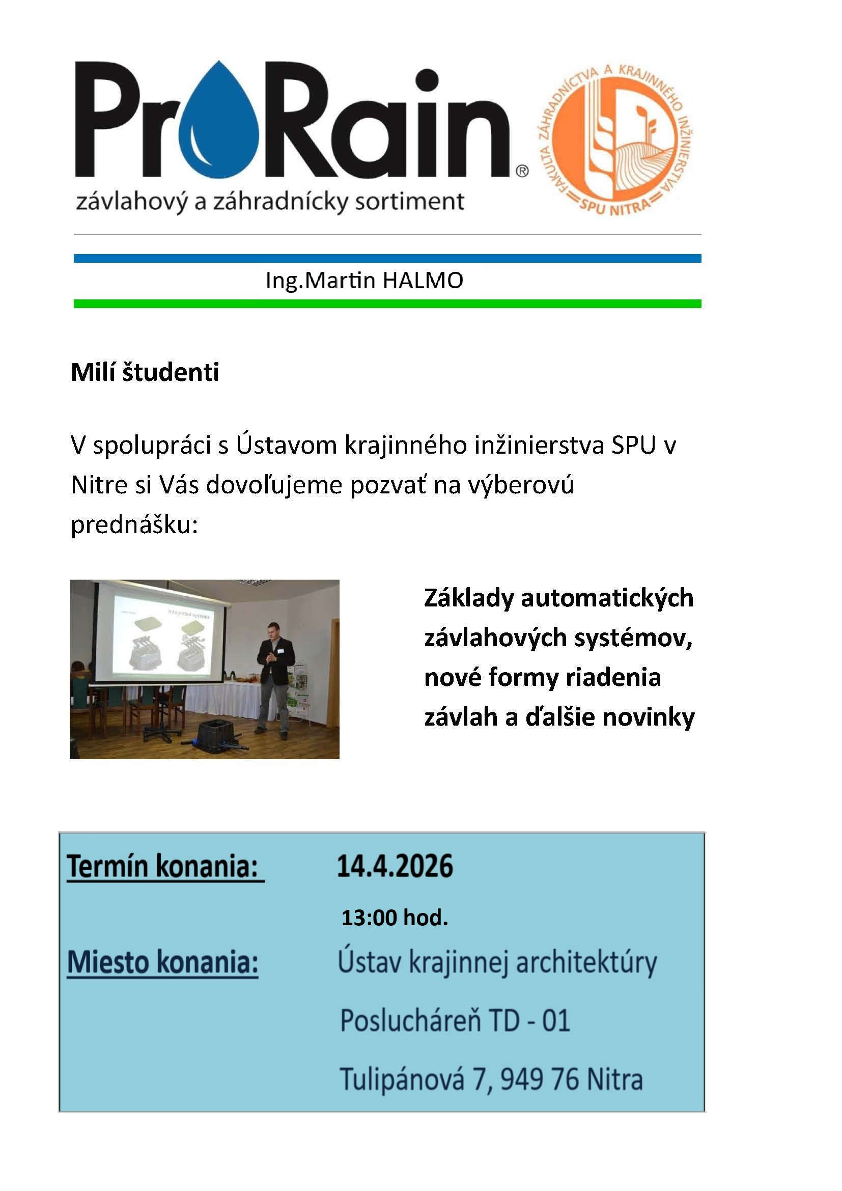 Základy automatických závlahových systémov, nové formy riadenia závlah a ďalšie novinky