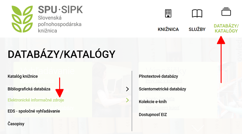 Vstup do EIZ SlPK :: Katalógy/Databázy